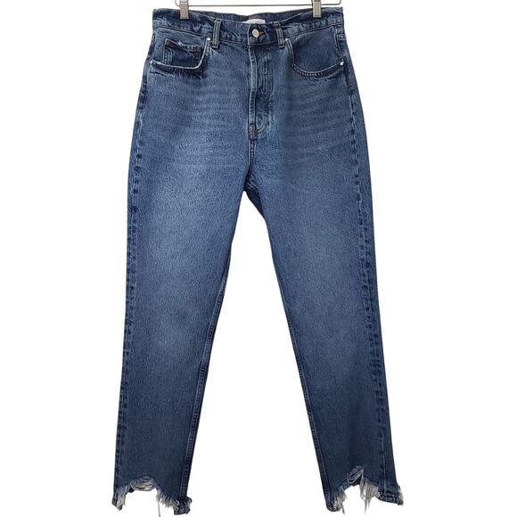 ANINE BING Sonya High Rise Straight Leg Jeans Raw Hem Women's Size 30 - Picture 1 of 16